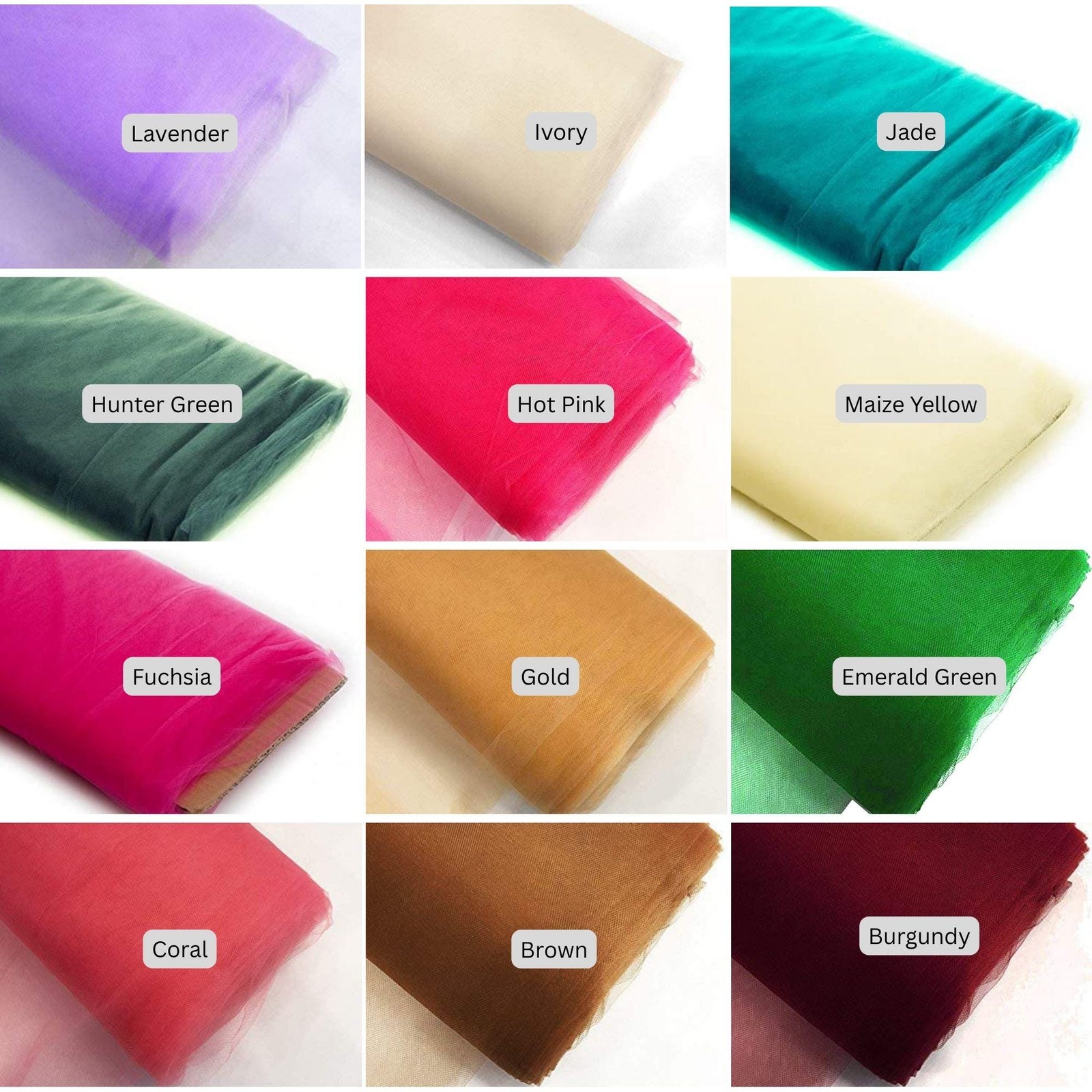 Polyester Tulle Fabric Bolt 54 Inches 40 Yards Soft Wrinkle Resistant