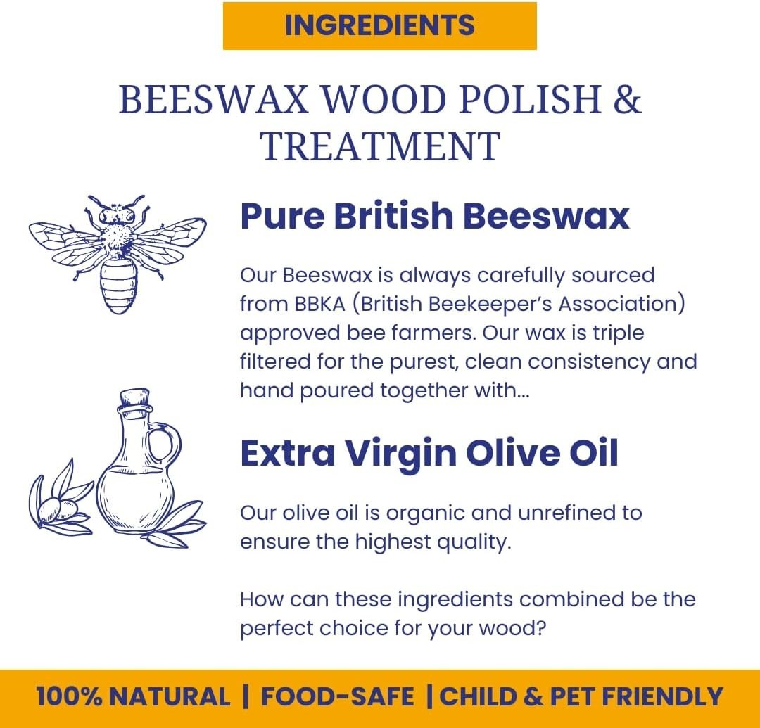 Eco-Friendly Beeswax Polish for Cutting Boards, Furniture, & Ornaments 1 Fl Oz