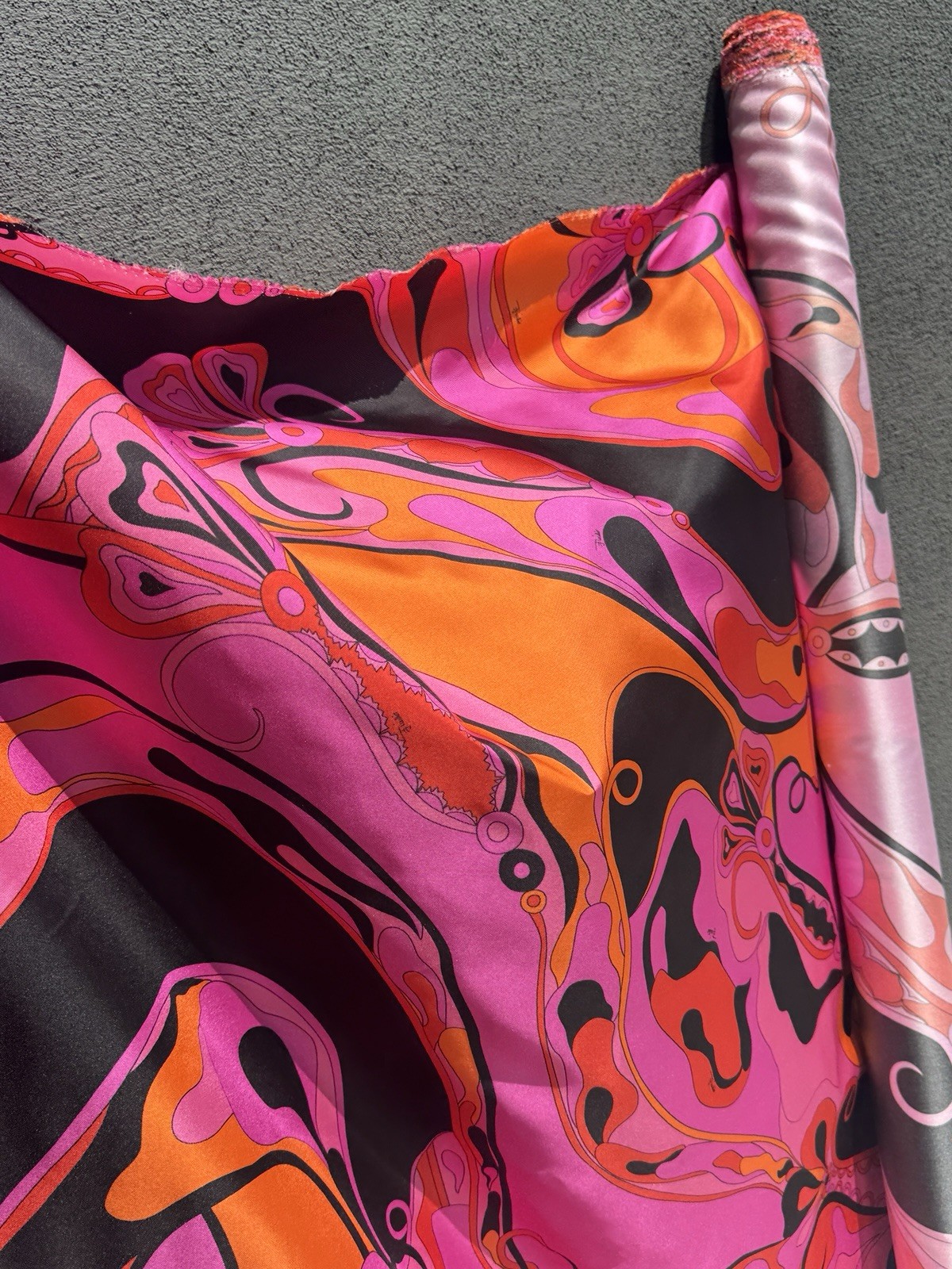 Italian Deadstock 100% Silk Twill 60 GSM Fabric By The Yard Emilio Pucci Logo
