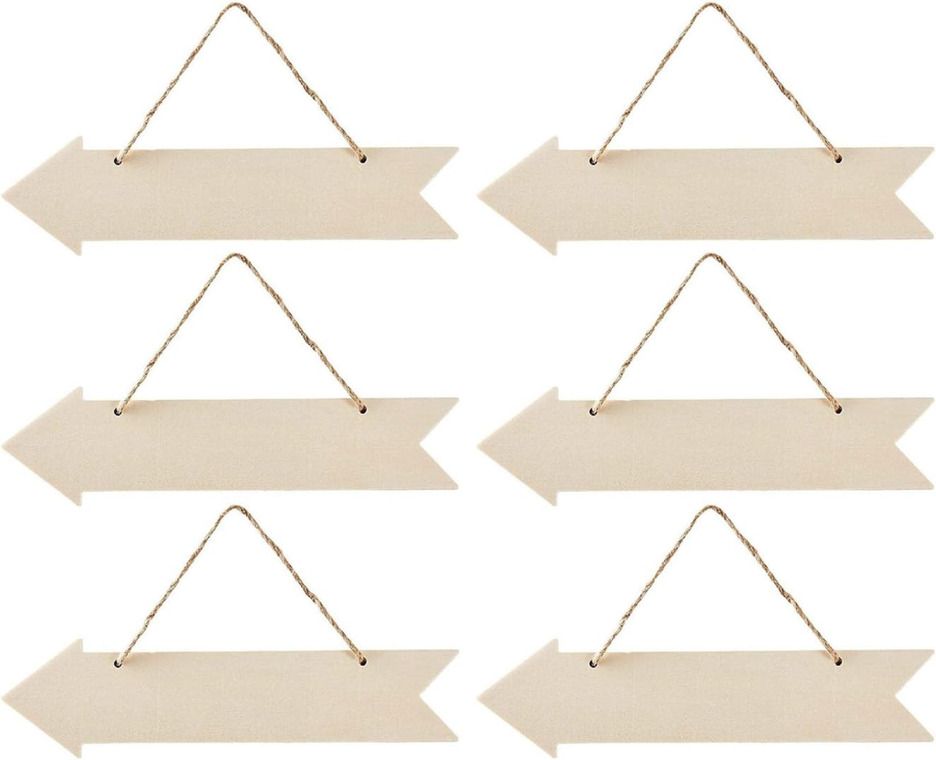 6Pcs Blank Wooden Arrow Signs for DIY Craft Projects, 3×11 Inch