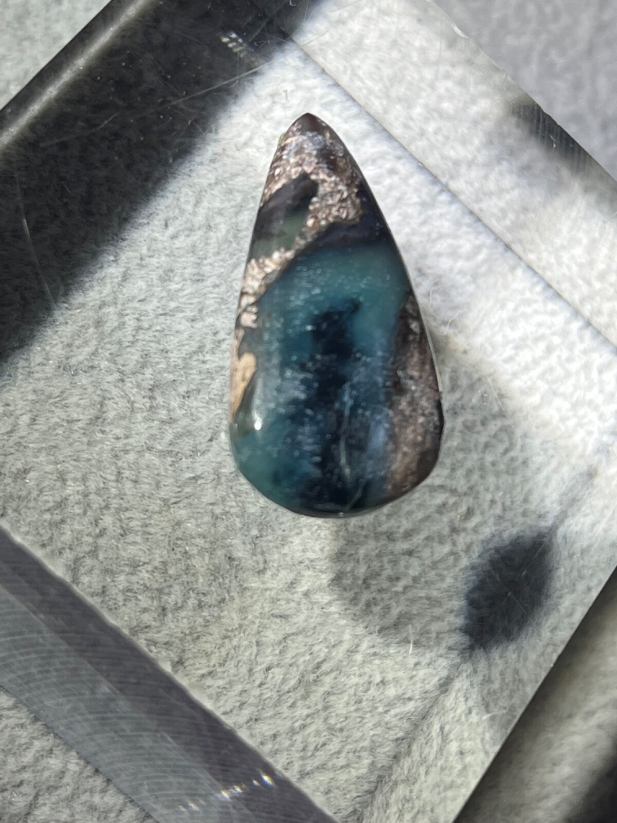 Needles Blue Agate 13.1 Cab in Rhyolite Porphyry Pear tear drop Blue Danube , AZ
