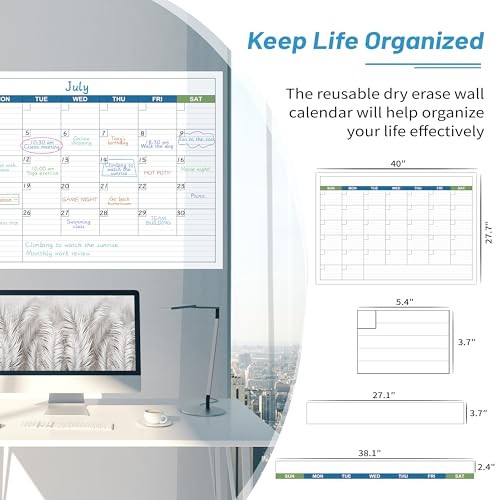 Large Dry Erase Calendar – Undated 1 Month Dry 40″ x 28″ Dry Erase Calendar