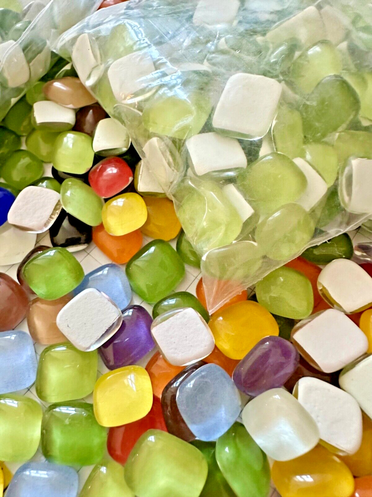 Tiles, Mosaic, GLASS, PEBBLES,2.32 lbs, irregular shaped, Multi color, HUGE LOT
