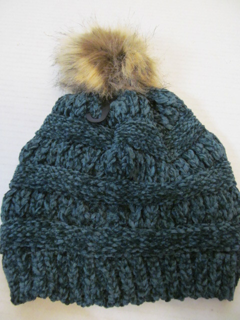 David & Young Cruelty-Free Vegan Faux Fur Knit Hats, Burgundy, Green or Black