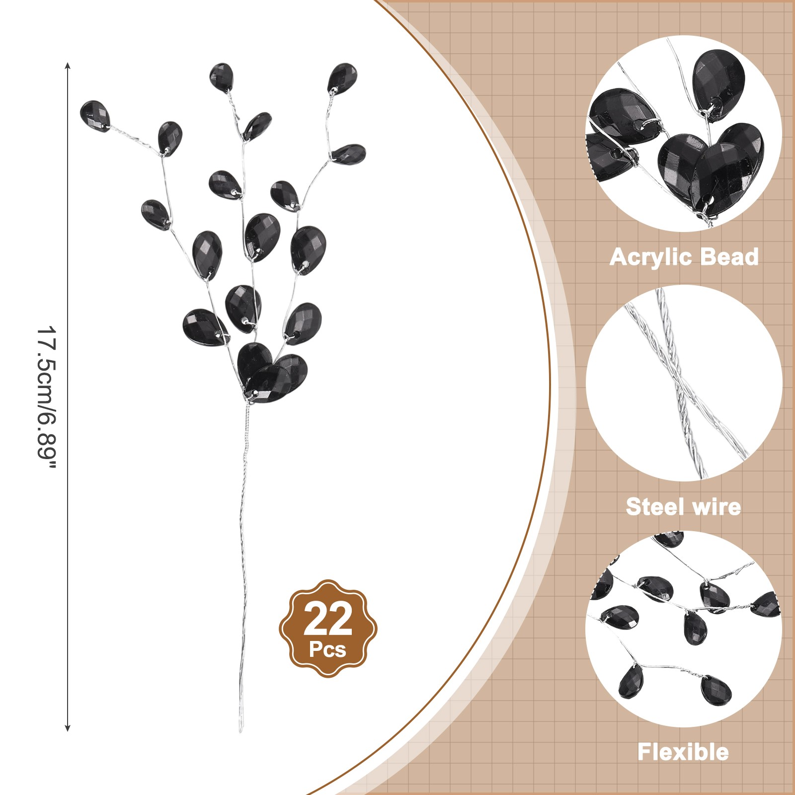 Acrylic Bead Drop Stems Crystal Floral Picks Artificial Crystal Bouquets Flowers
