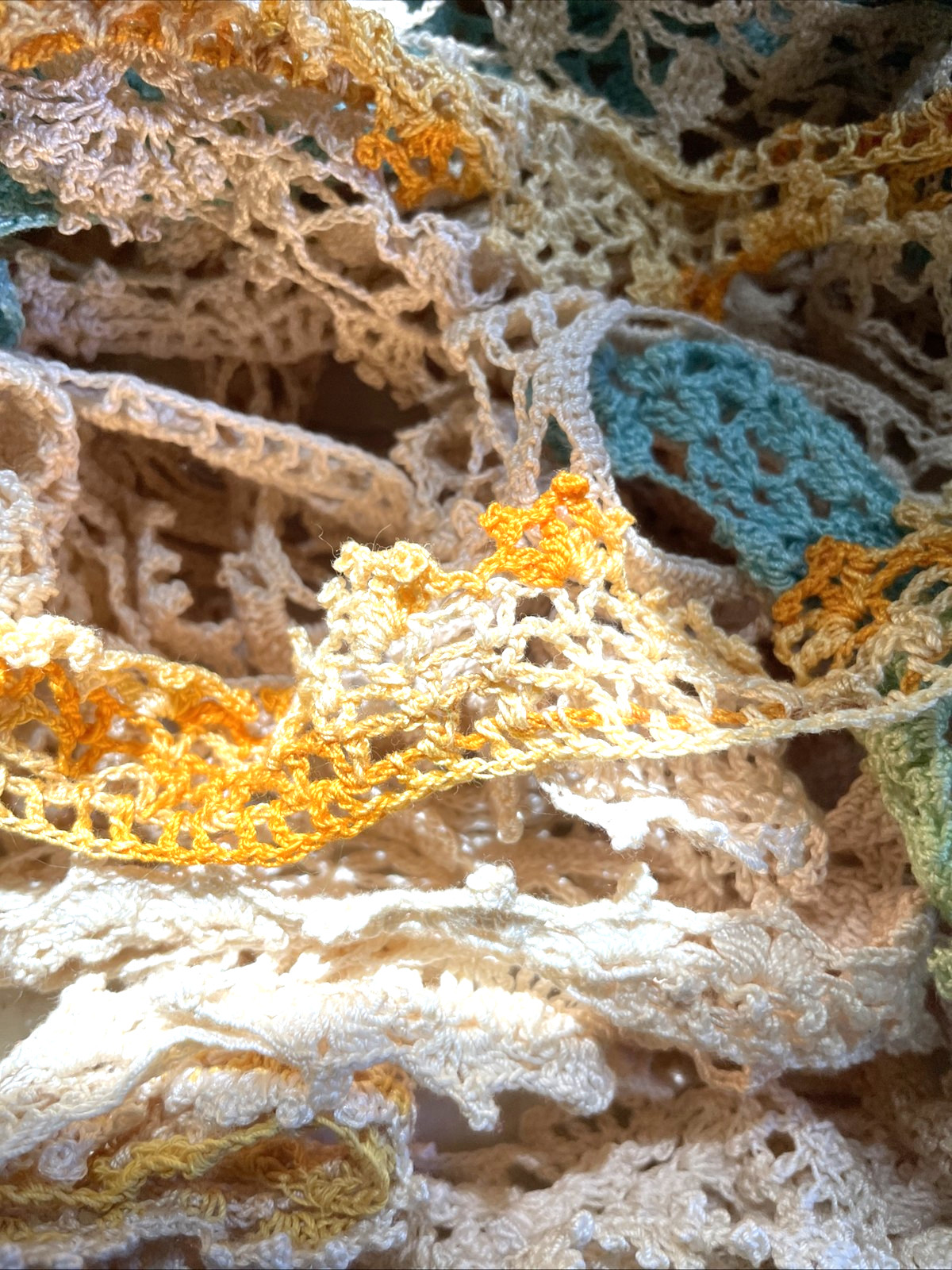 1+ lbs Vintage Lace Crochet Ribbon Trim Edging Remnants Scraps Sewing Craft 50pc