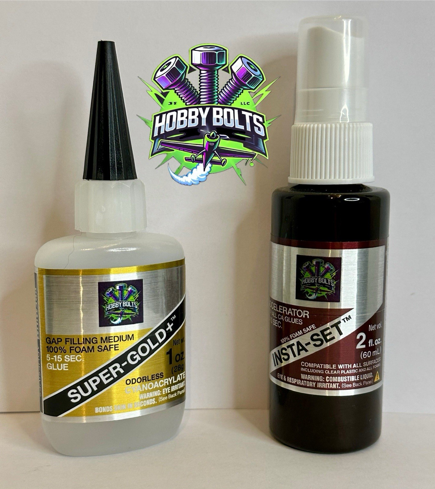 Bob Smith BSI SUPER-GOLD+ 100% Foam Safe 1oz & INSTA-SET CA Accelerator 2oz
