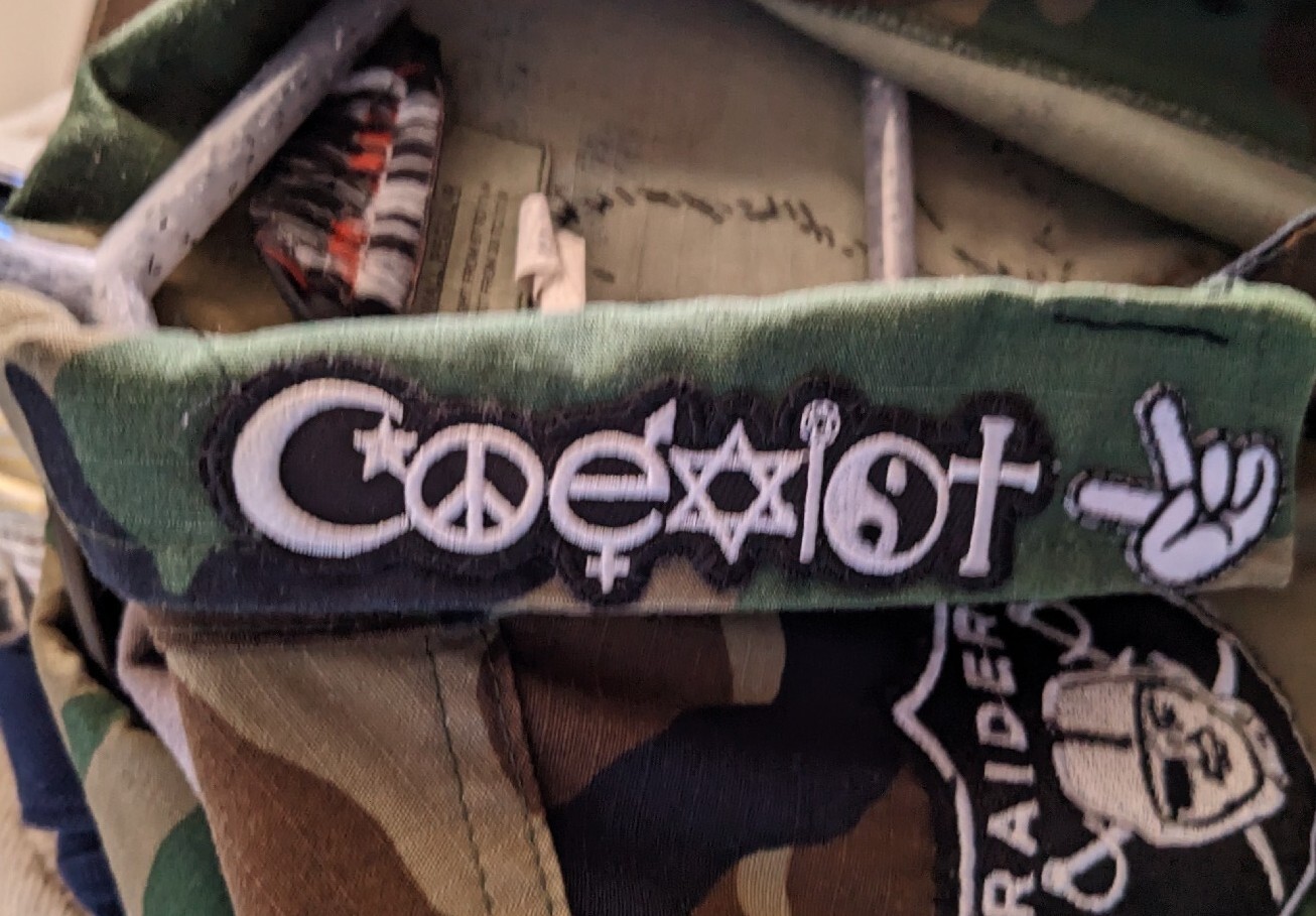 Coexist Patch Graphic Design Image Love Peace Hippy Embroidered Iron On 1×4″