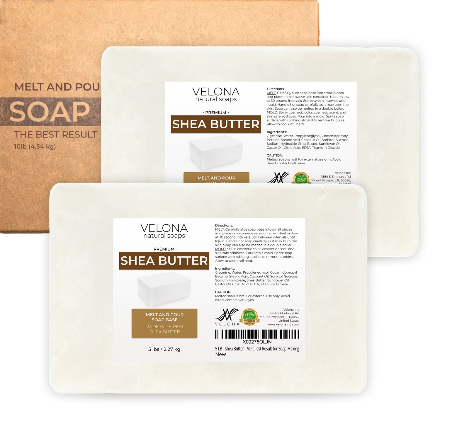 2,5,10,25 LB – Shea Butter Soap Base by Velona SLS/SLES Free Melt Pour