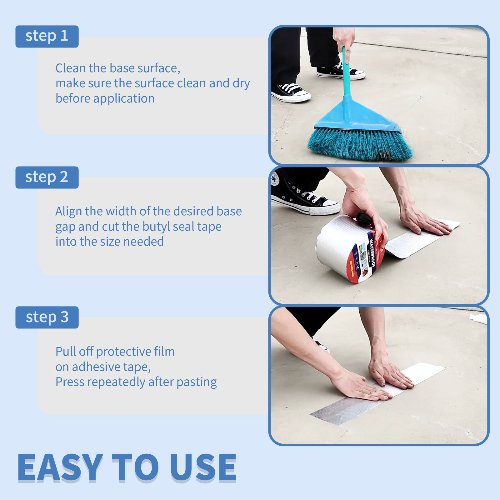 Waterproof Tape Aluminum Butyl Tape w/Adhesive for Leak Repair Roof Patching