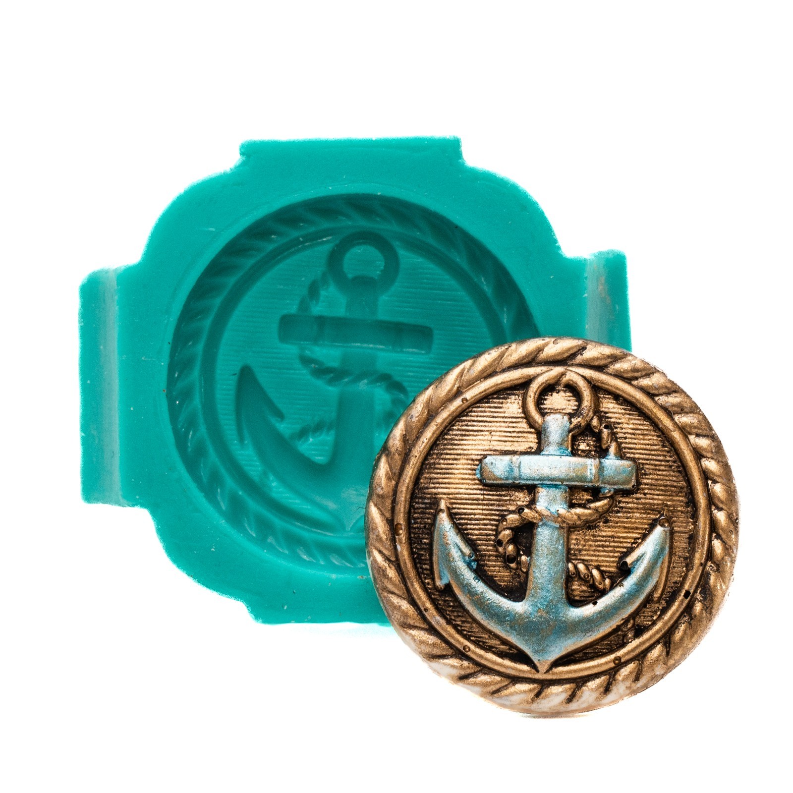 Silicone Nautical Anchor Button Mold Resin Clay Jewelry Fondant Mint Mold (730)