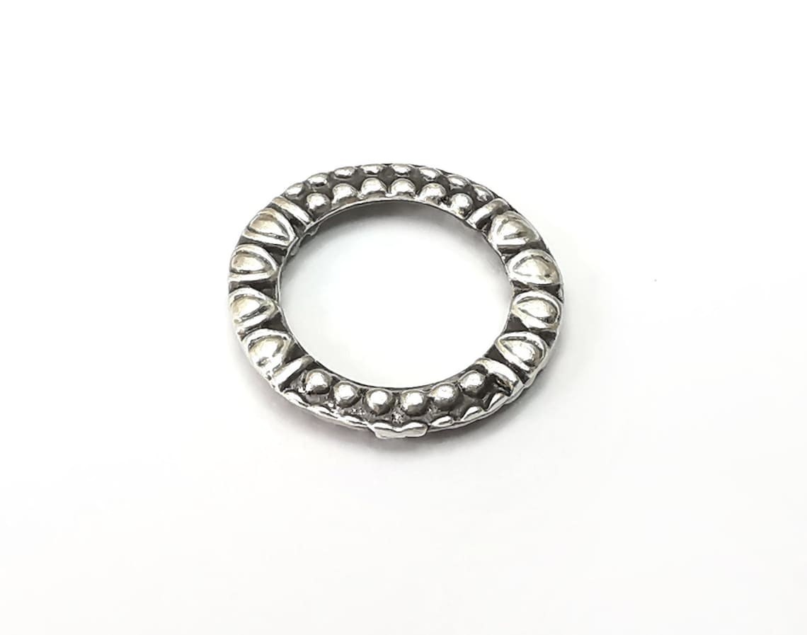 5 Pcs Circle Double Sided Connector Antique Silver Plated Findings 16mm G33769