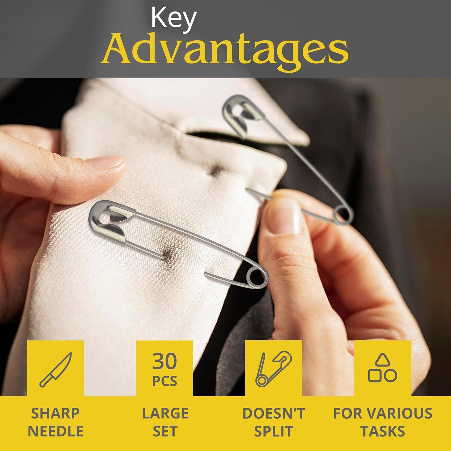 30Pcs Extra Large Safety Pins Heavy Duty – 3″ Stainless Steel Safety Pins