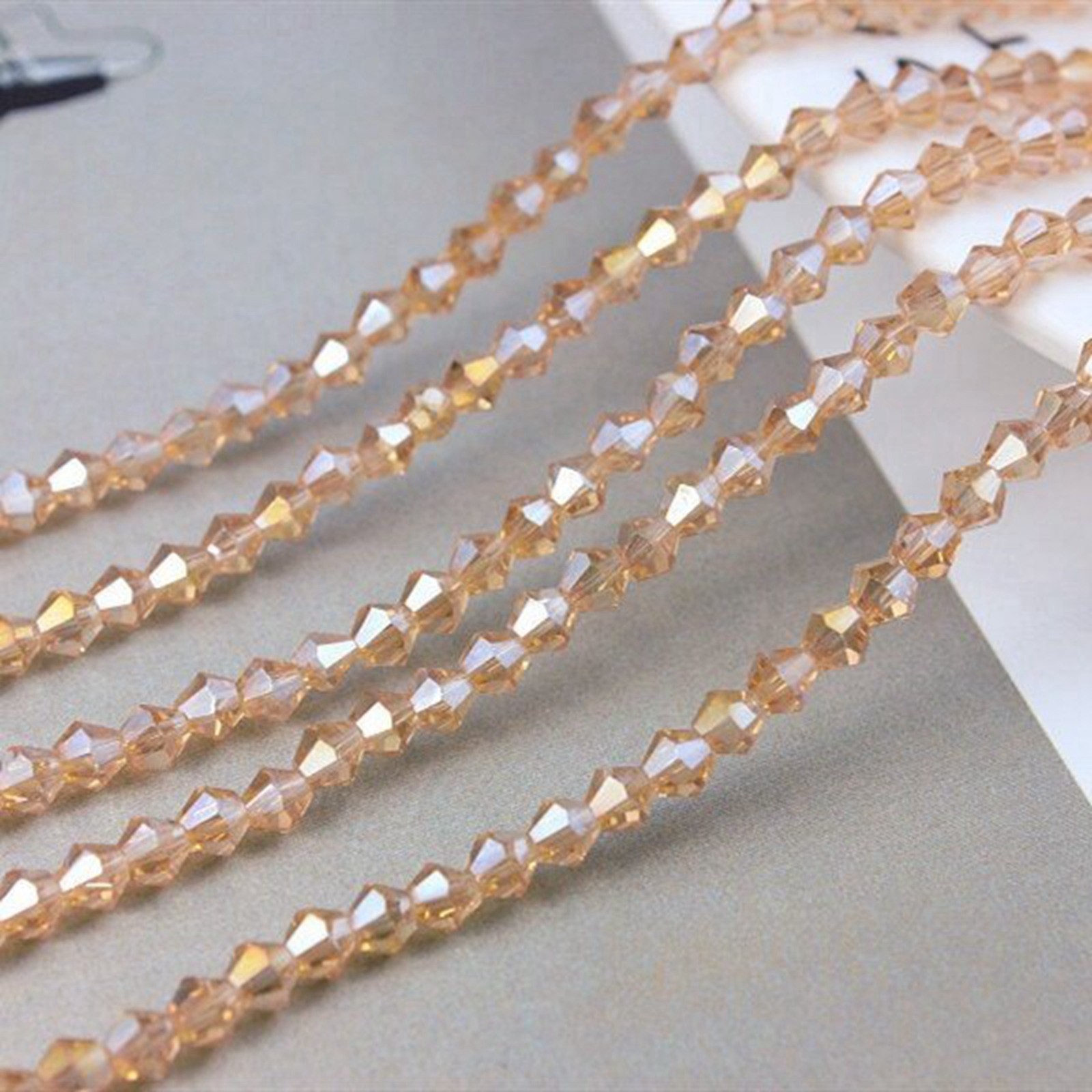 500pcs 4mm AB Coated Bicone Crystal Beads – Sparkling Luster Faceted Glass Beads