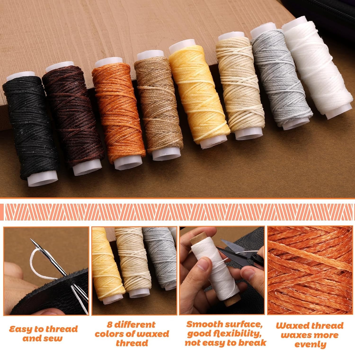 54 Pcs Leather Sewing Kit Heavy Duty Sewing Upholstery Repair Kit for Car Boots