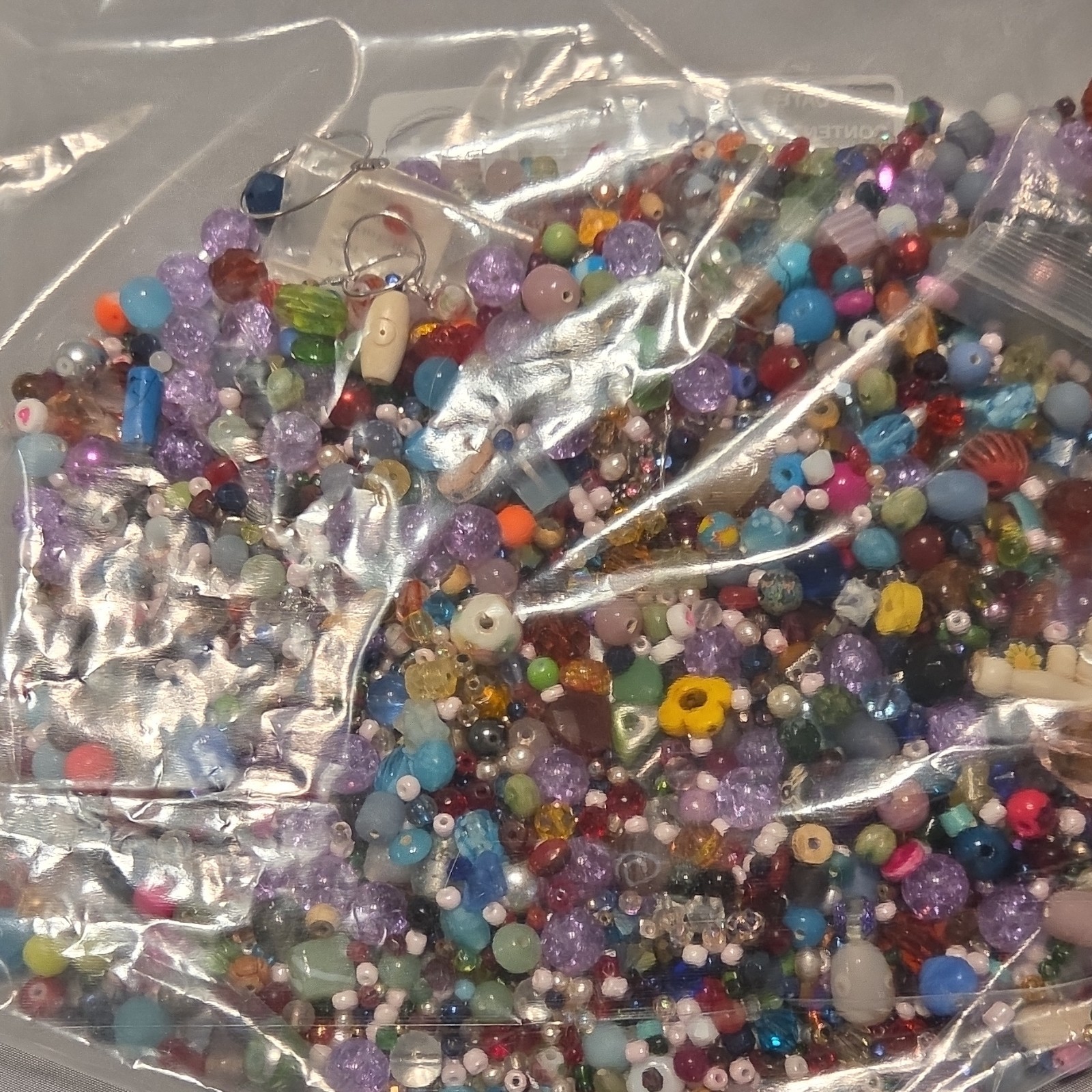 Glass Plastic Acrylic Loose Beads Round Barrel Multicolor Lot 1 lb 10 oz