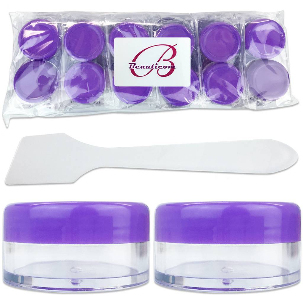 12PCS 10G/10ML Makeup Cream Cosmetic Purple Sample Jar Containers with Spatulas