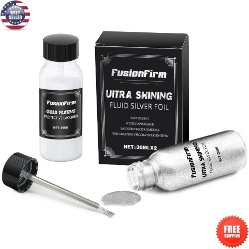 Liquid Silver Leaf Paint Kit – Alcohol-Based Quick Dry Ultra Shiny Metallic
