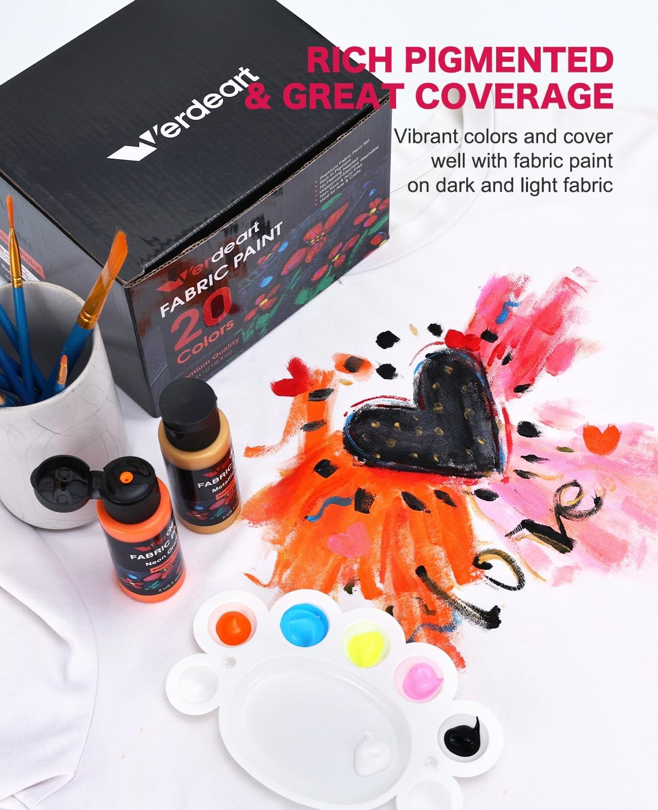 Fabric Paint, 20 Colors Permanent Soft Fabric Paint Set for Clothes in Bottle…