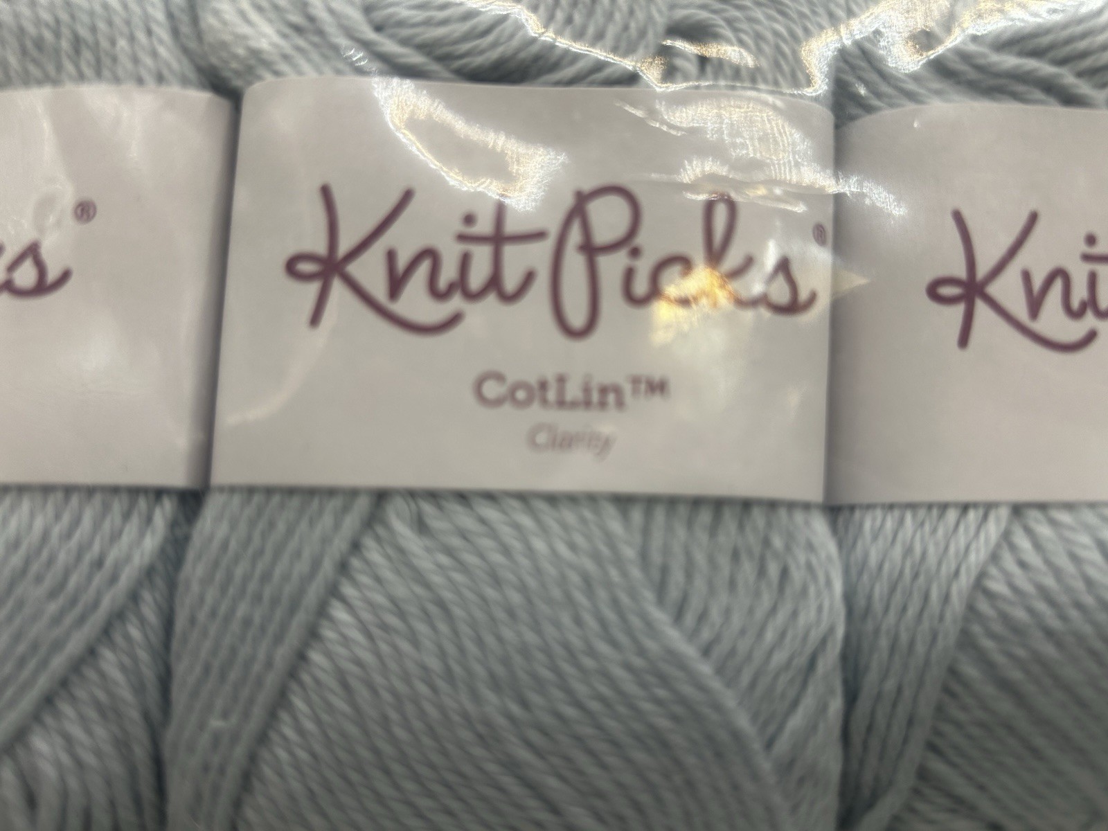 Lot of 10 Skeins of Knit Picks CotLin Yarn in Clarity (same dye lot), Light Blue