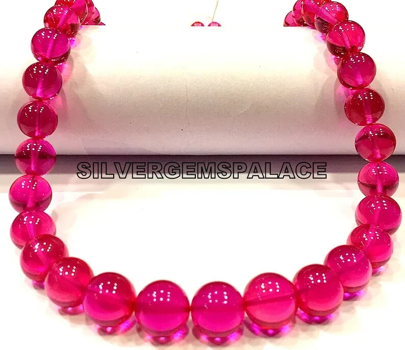 AAAA+ Rare~Pink Spinel Smooth Round Ball Beads Hot Pink Beads Gemstone Beads.