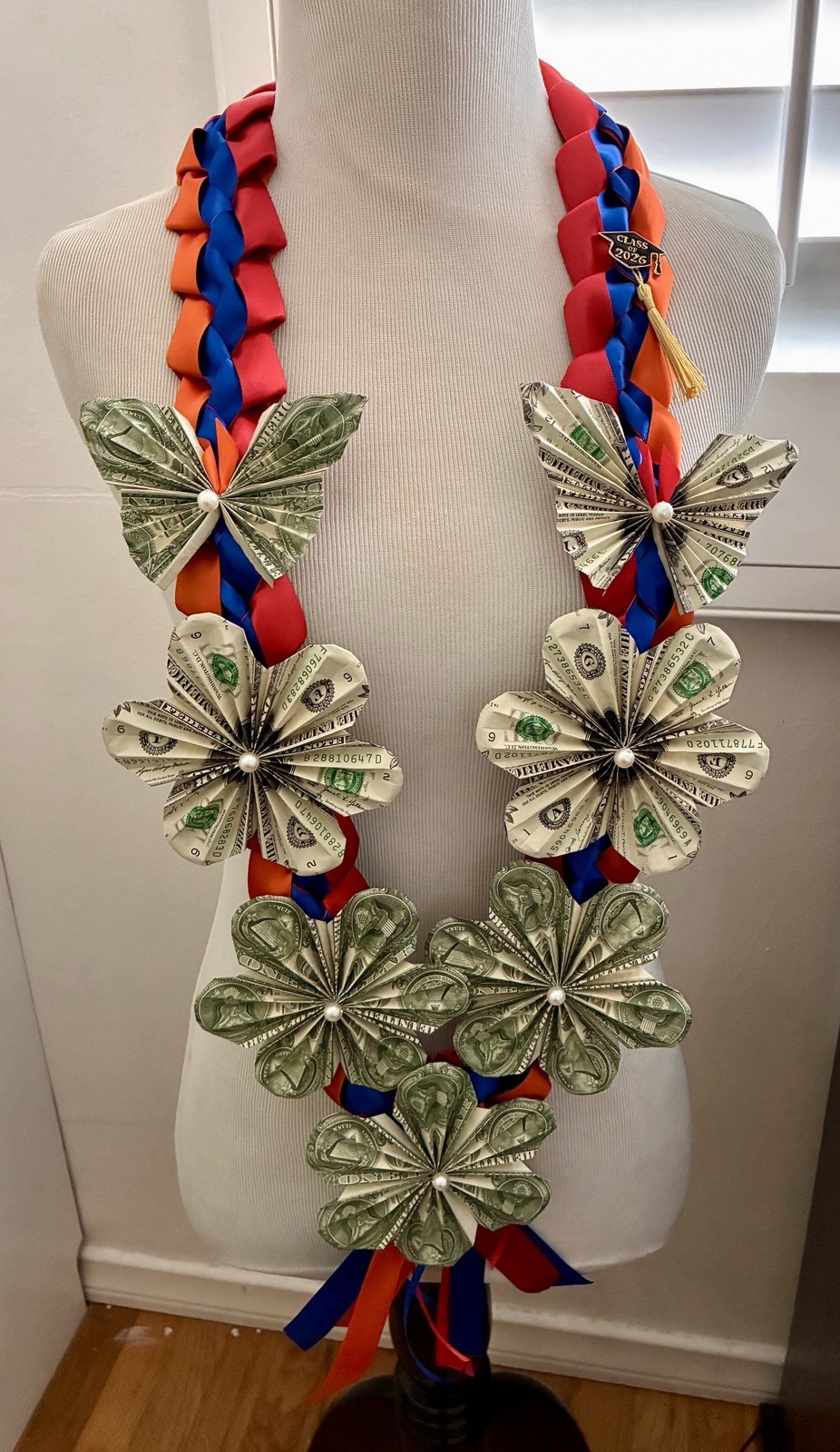 Class Of 2026 Money Lei-Graduation. Armenian Flag Colors $19 cash Back value.