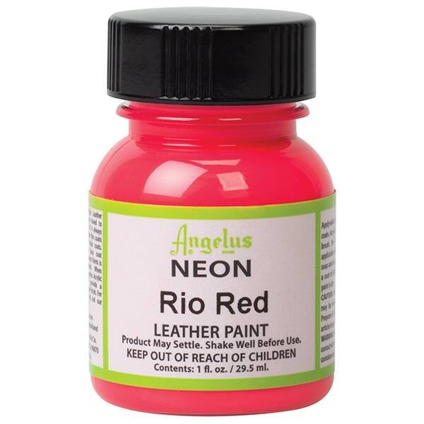 Angelus NEON Acrylic Leather Paint – 12 colors in 1 oz bottles w/Appl.