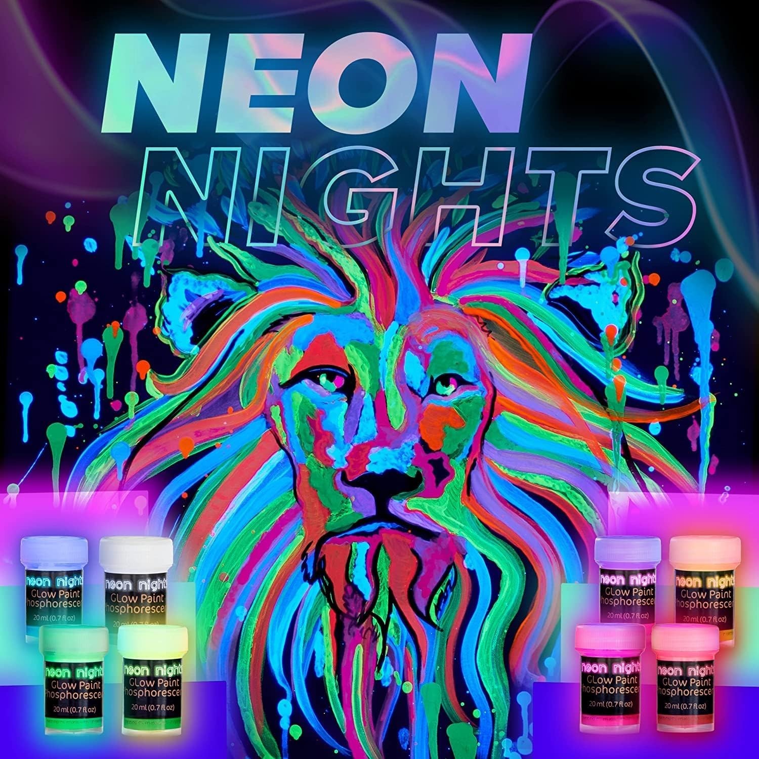 Glow in The Dark Acrylic Paint Set – 8 Vibrant Colors for Indoor & Outdoor Use