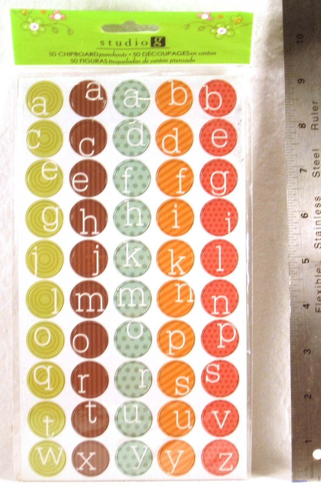 SEALED STUDIO G Chipboard Punchout Circle Letters 50 PIECES Scrapbooking VCB0401