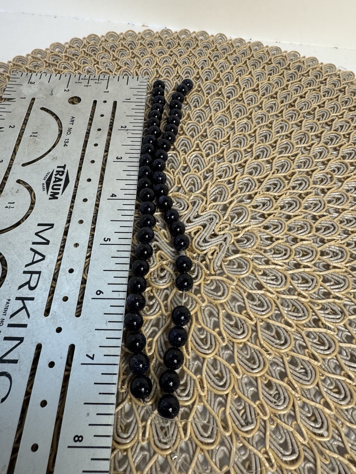 Blue Sandstone Goldstone Beads Sparkle Smooth round Stone 8mm