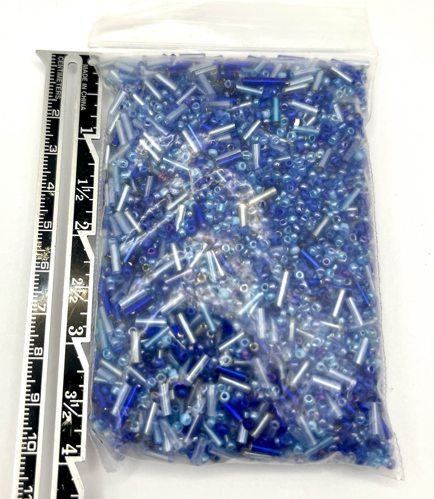 Mixed Sead And Bugle Beads Blue Navy Glass Czech