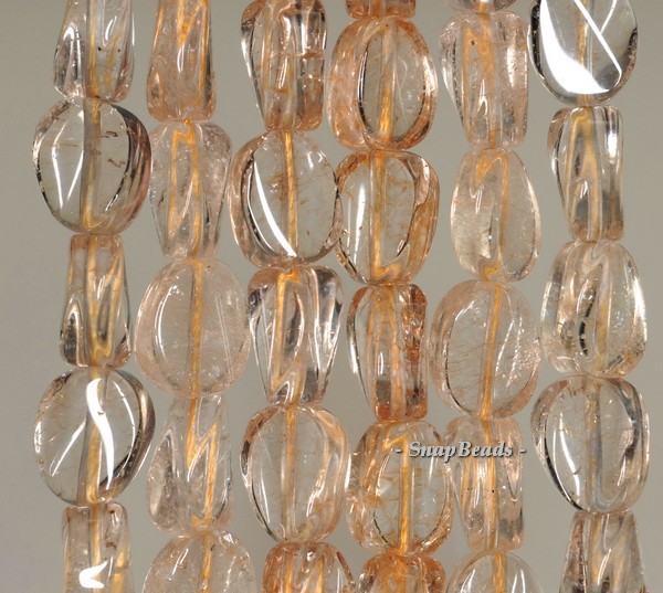 12X9MM CITRINE QUARTZ GEMSTONE TWIST OVAL LOOSE BEADS 7.5inch