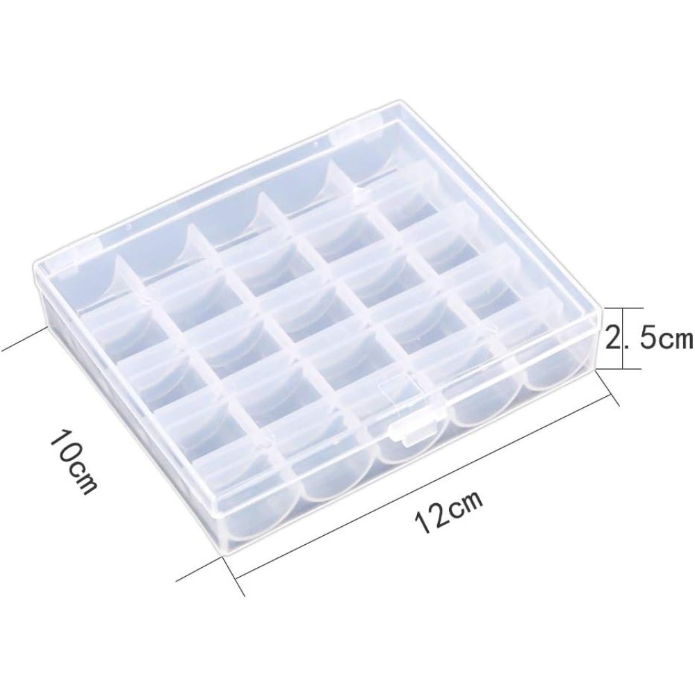 2 Pack 25 Slots Plastic Storage Box for Sewing Machine Bobbins Spools Thread