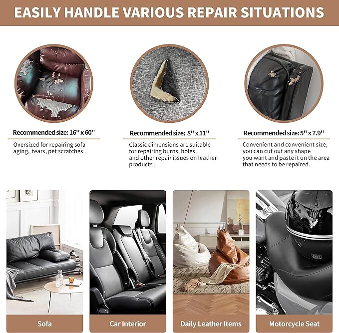 Leather Repair Patch Self-Adhesive Repair Sofa Car Seats Bag Jackets Clothing US