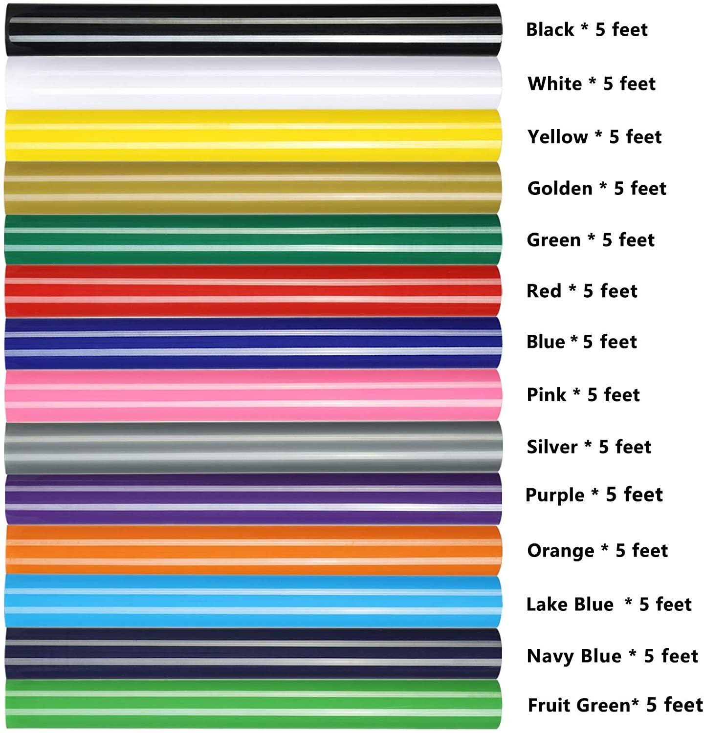 HTV Bundle Rolls Heat Transfer Vinyl for T-Shirts 12Pack 12” x 5FT Iron on Film