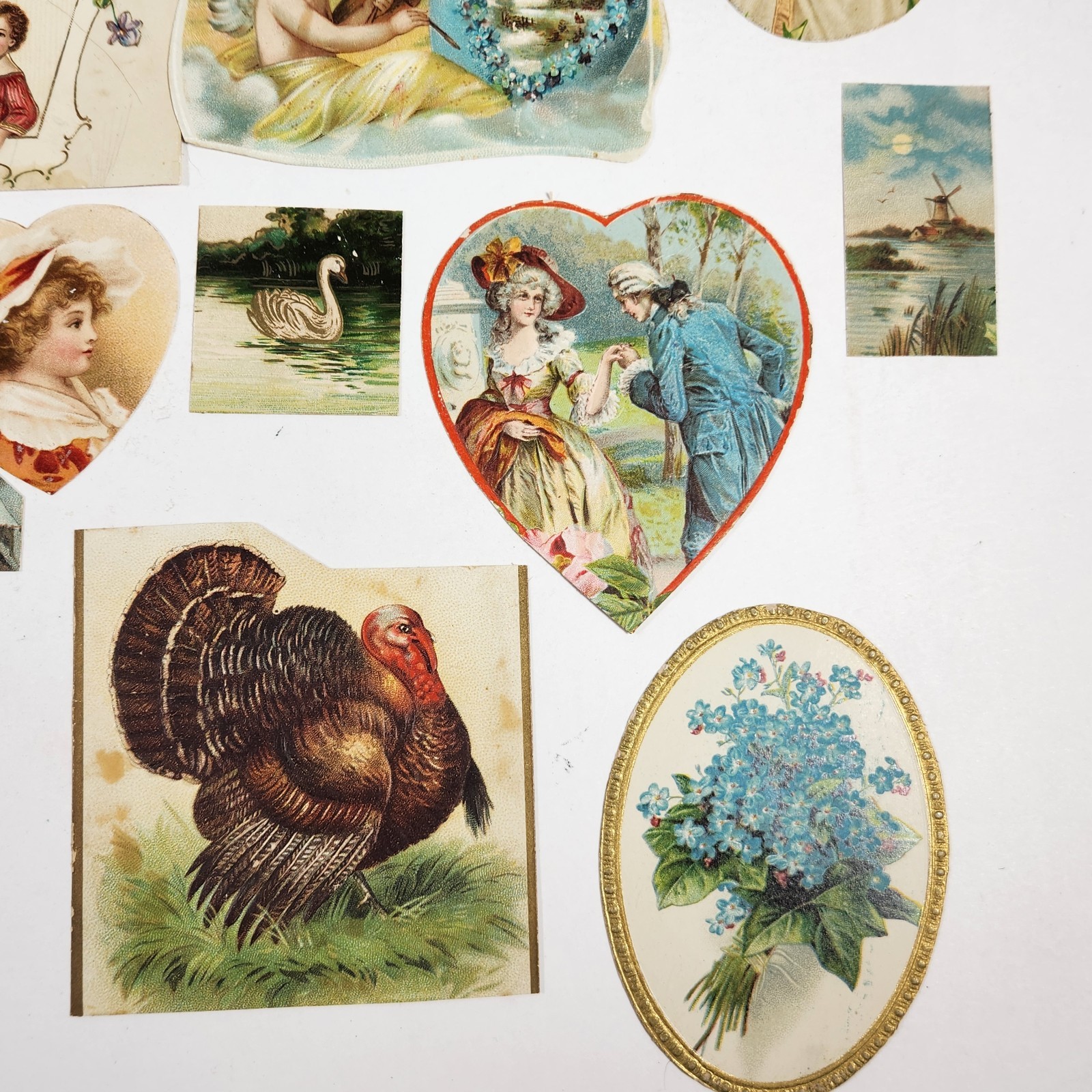 Antique Ephemera Mixed Postcard Remnants, Scrapbook Pieces Early 1900s Mixed Lot