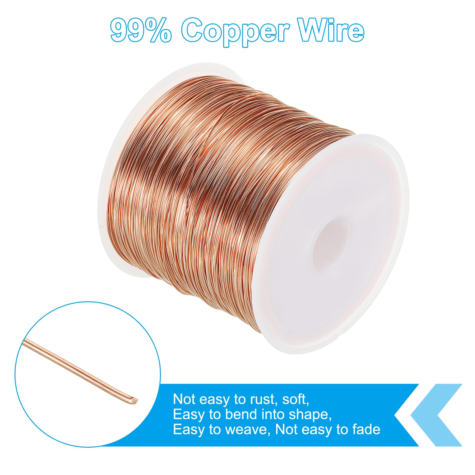 28 Gauge Jewelry Wire 328 Feet/100M Pure Copper Soft Metal Plant Stem Ties