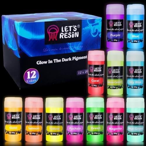 Glow in the Dark Pigment Powder 12 Colors 20G Each Epoxy Resin