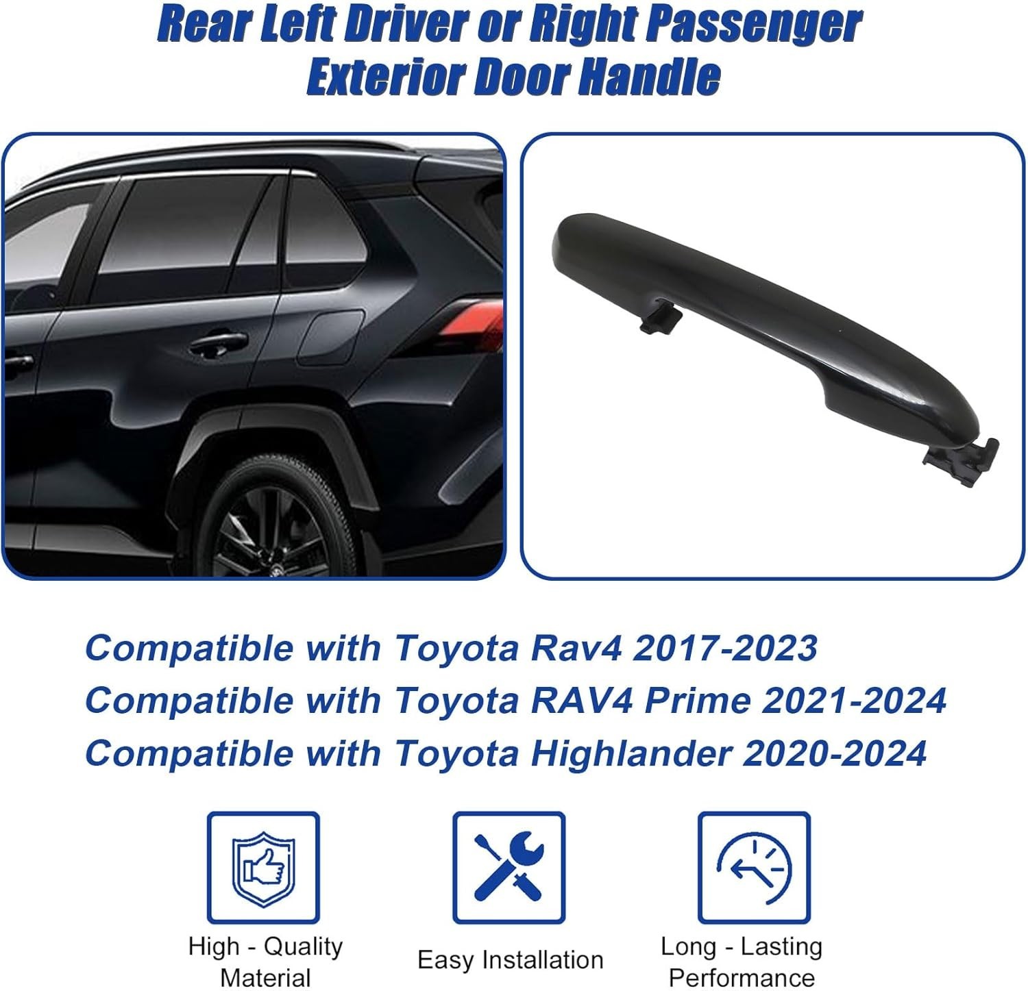 Exterior Door Handle Rear Left Driver or Right Passenger for Toyota Rav4 2017-20