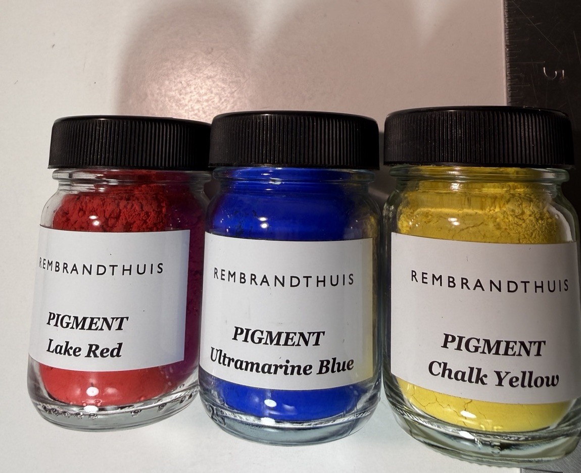 Rembrandthuis Pigment Set Ultramarine Blue Lake Red Chalk Yellow Artist Powder