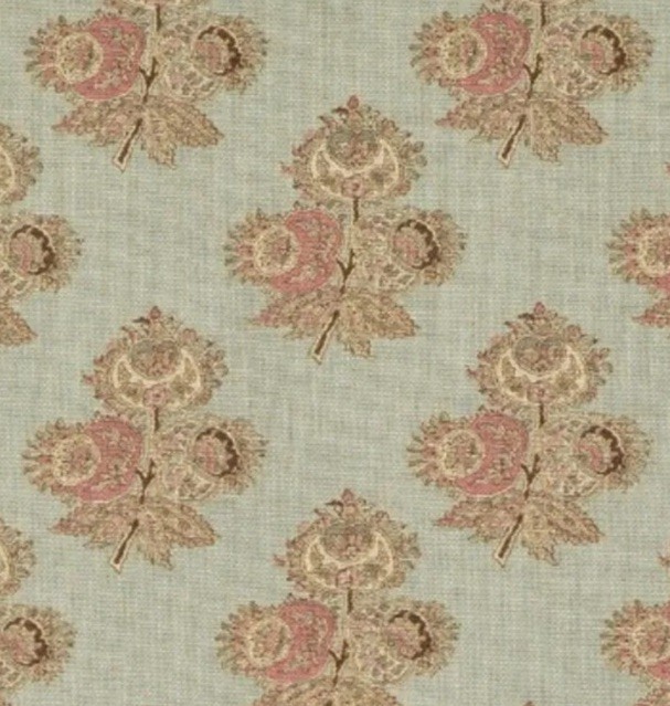 GP & J BAKER CURTAIN FABRIC ‘POPPY PAISLEY – AQUA’ 8.2 METRES COROMANDEL SMALL