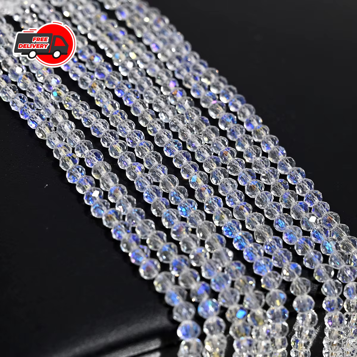 110Pcs 4MM Artificial Crystal Glass Beads Flat Round Clear Faceted Loose Spacer
