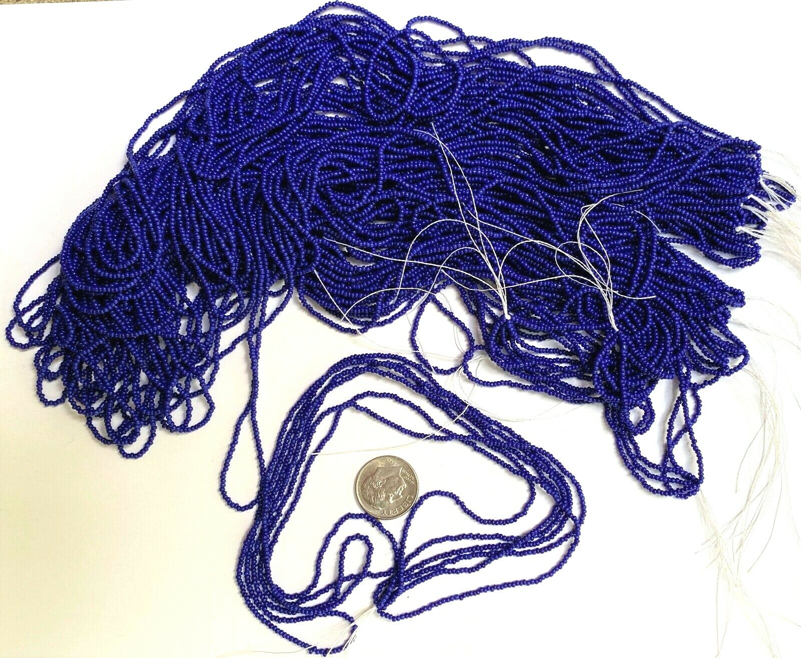RARE Antique/Vintage Seed Beads-14/0 Deep Rich Cobalt Egyptian Blue 5.7g hanks