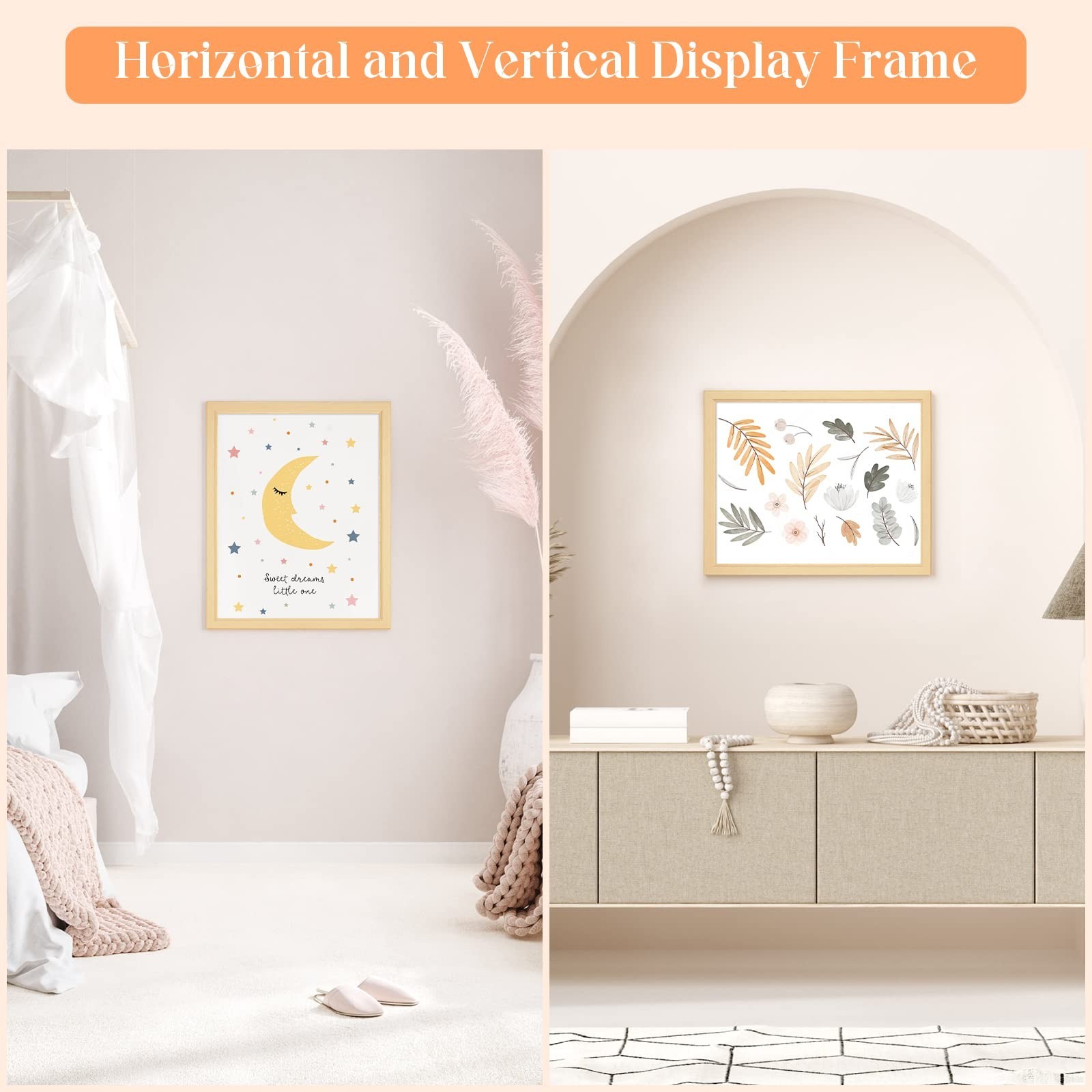 16×20 Wood Picture Frame, Rustic Natural 20x16in Woodgrain Frame, Modern Beig…