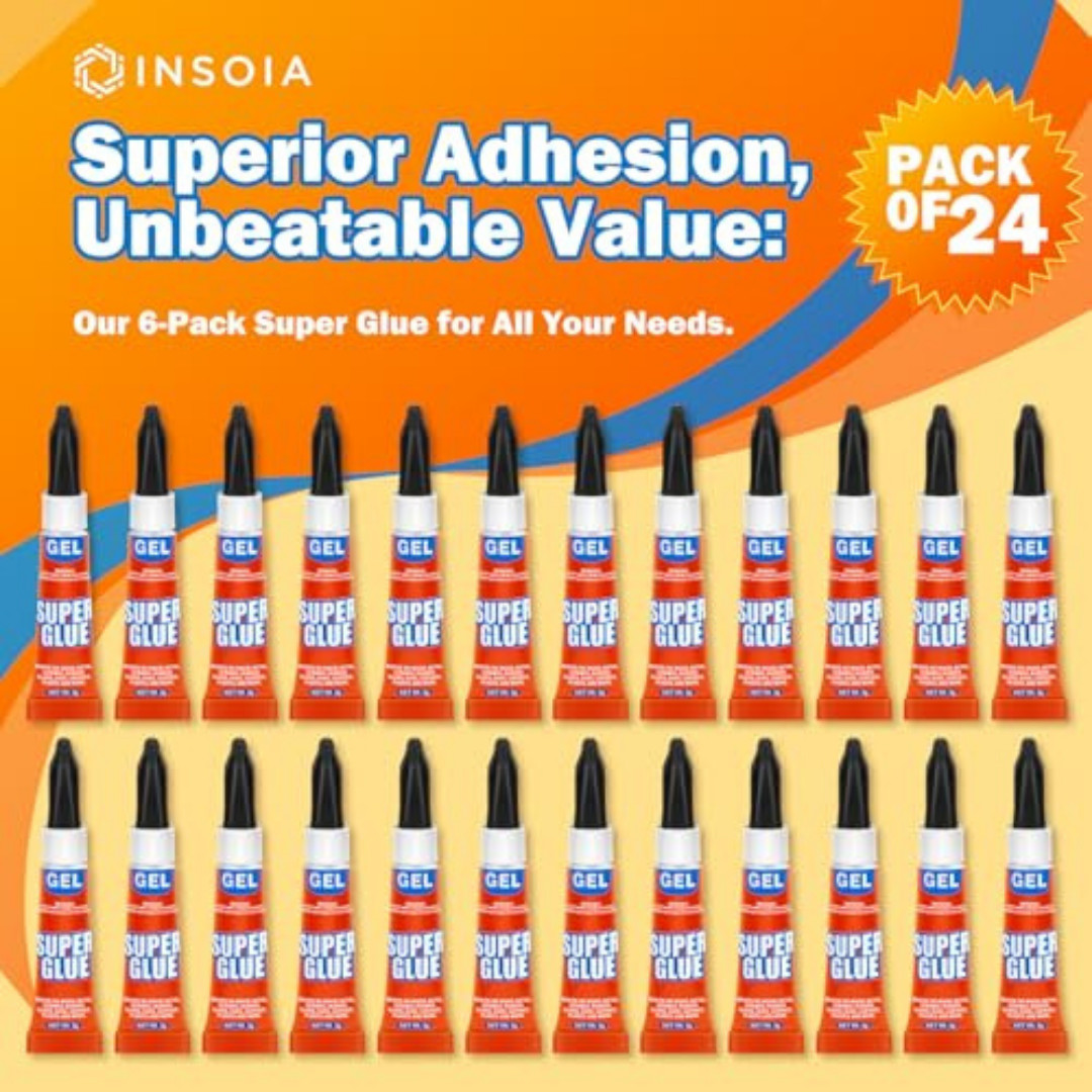 Super Glue Gel Clear Non-Drip, 24 X 3G All Purpose Strong Adhesive Ca Glue Quick