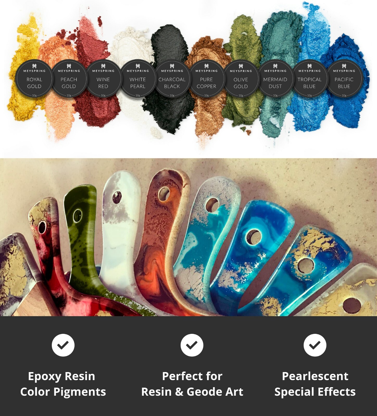 MEYSPRING 2Tone Collection Mica Powder Set – Epoxy Resin Color Pigment Resin Dye