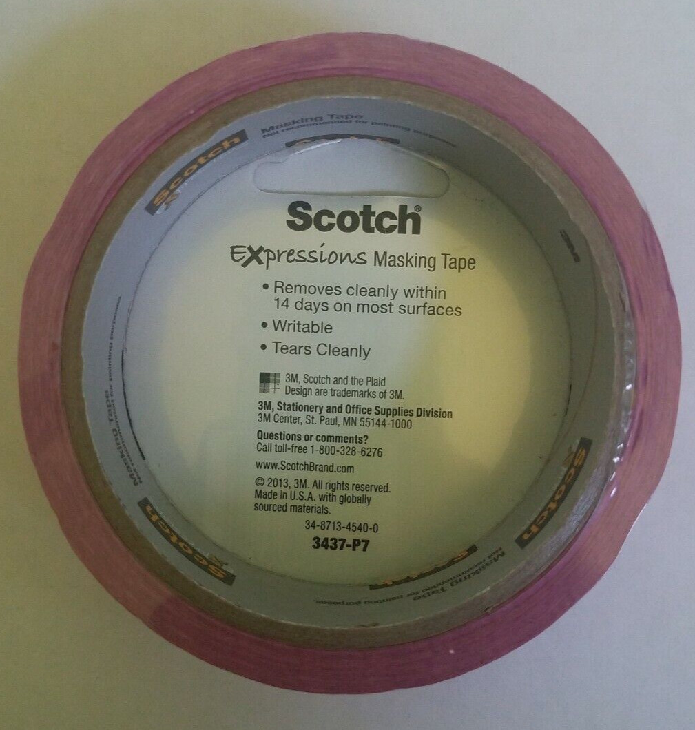 Scotch 0.94″ x 20 Yd Pink Geometric Expressions Masking Tape (1 UNIT) BRAND NEW