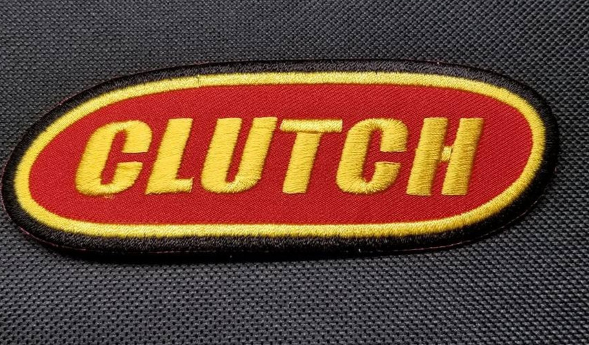 Clutch Band Logo Red Patch approx 1.75×4.75 Embroidered Iron On Rock Music Badge
