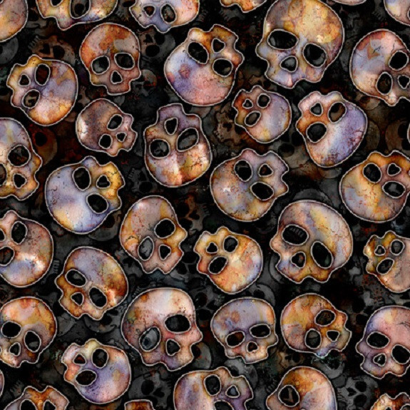 Wicked Halloween cotton Quilt fabric QT 28829-O Tossed Moons on Orange