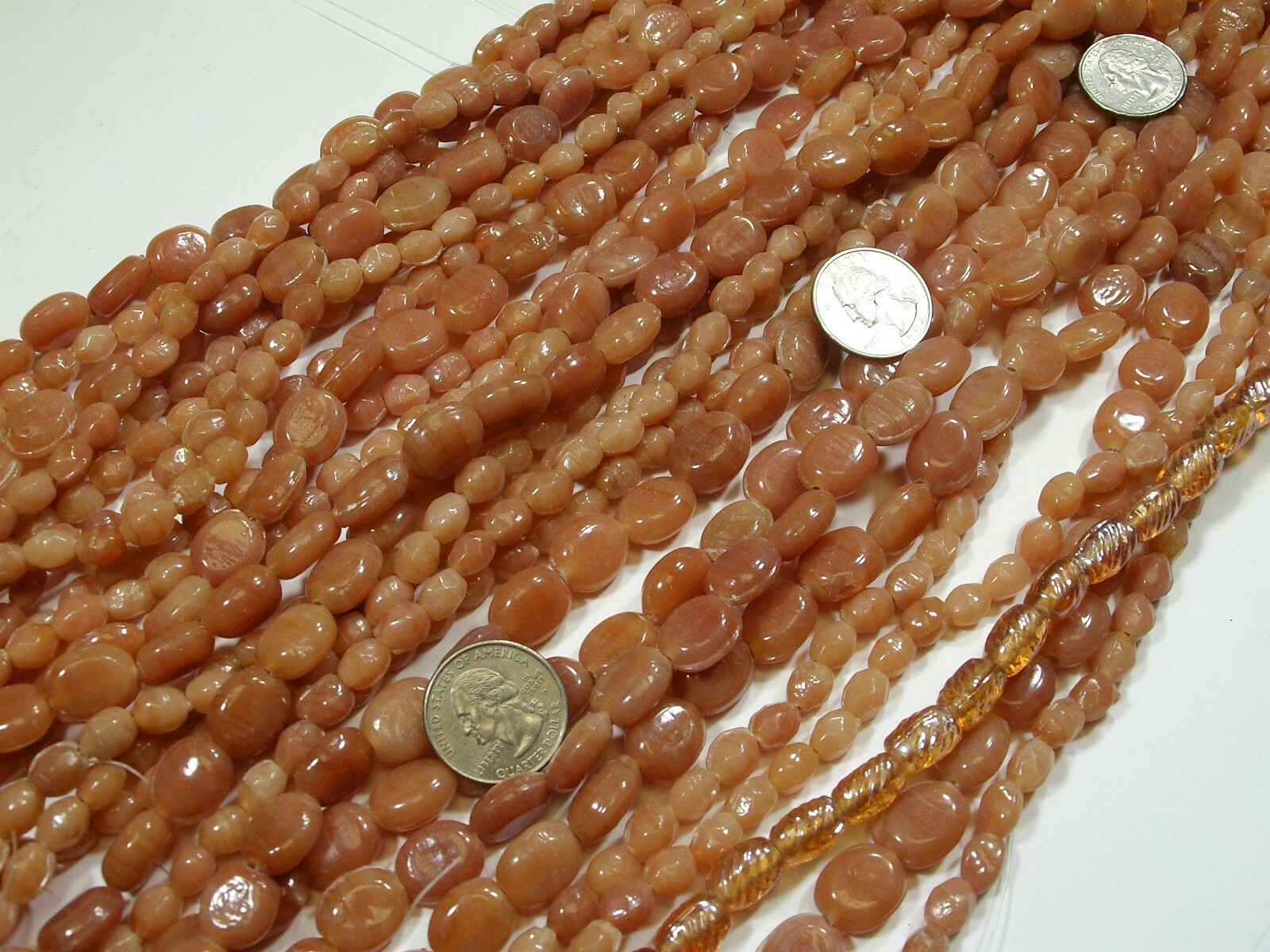 2 Pounds India Handmade Peach Color Assorted Shapes and Sizes Glass Beads (LX-3)